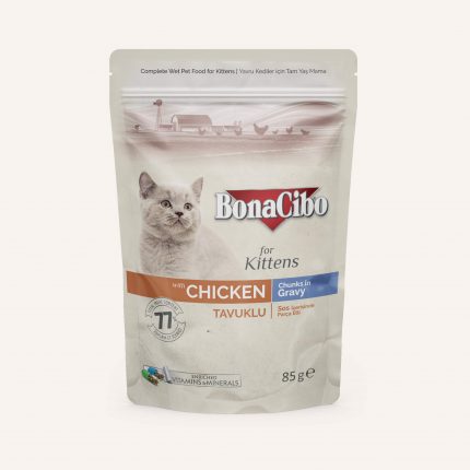 BonaCibo Pouch Wet Food for Kittens Chunks in Gravy