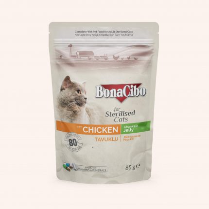 BonaCibo Pouch Wet Food for Adult Cats Chunks in Jelly