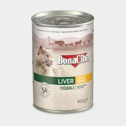 BonaCibo Canned Wet Food for Adult Cats Chunks in Gravy