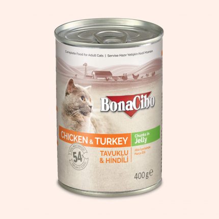 BonaCibo Canned Wet Food for Adult Cats Chunks in Jelly
