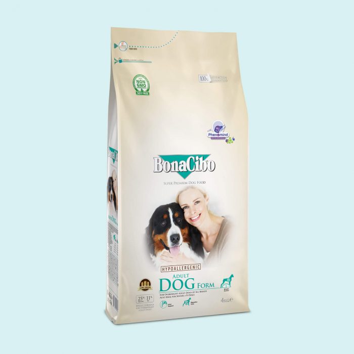 BonaCibo Adult Dog Form is formulated with fresh, high quality ingredients to provide controlled & healthy weight management for senior or overweight adult dogs. Added antioxidant vitamin & plant extracts support the body’s health during weight loss.