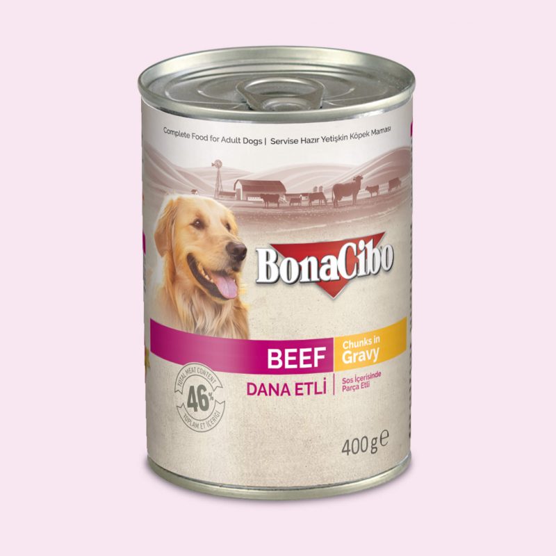 BonaCibo Beef Canned Wet Food Chunks in Gravy