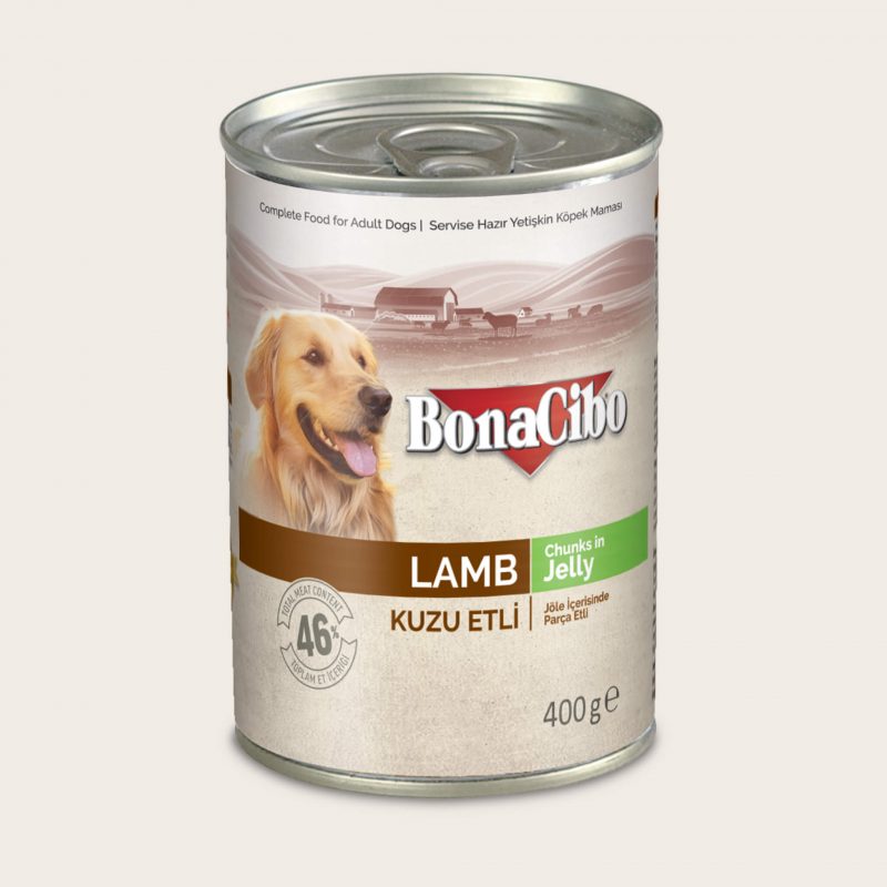 BonaCibo Canned Wet Food for Adult Dogs Chunks in Jelly