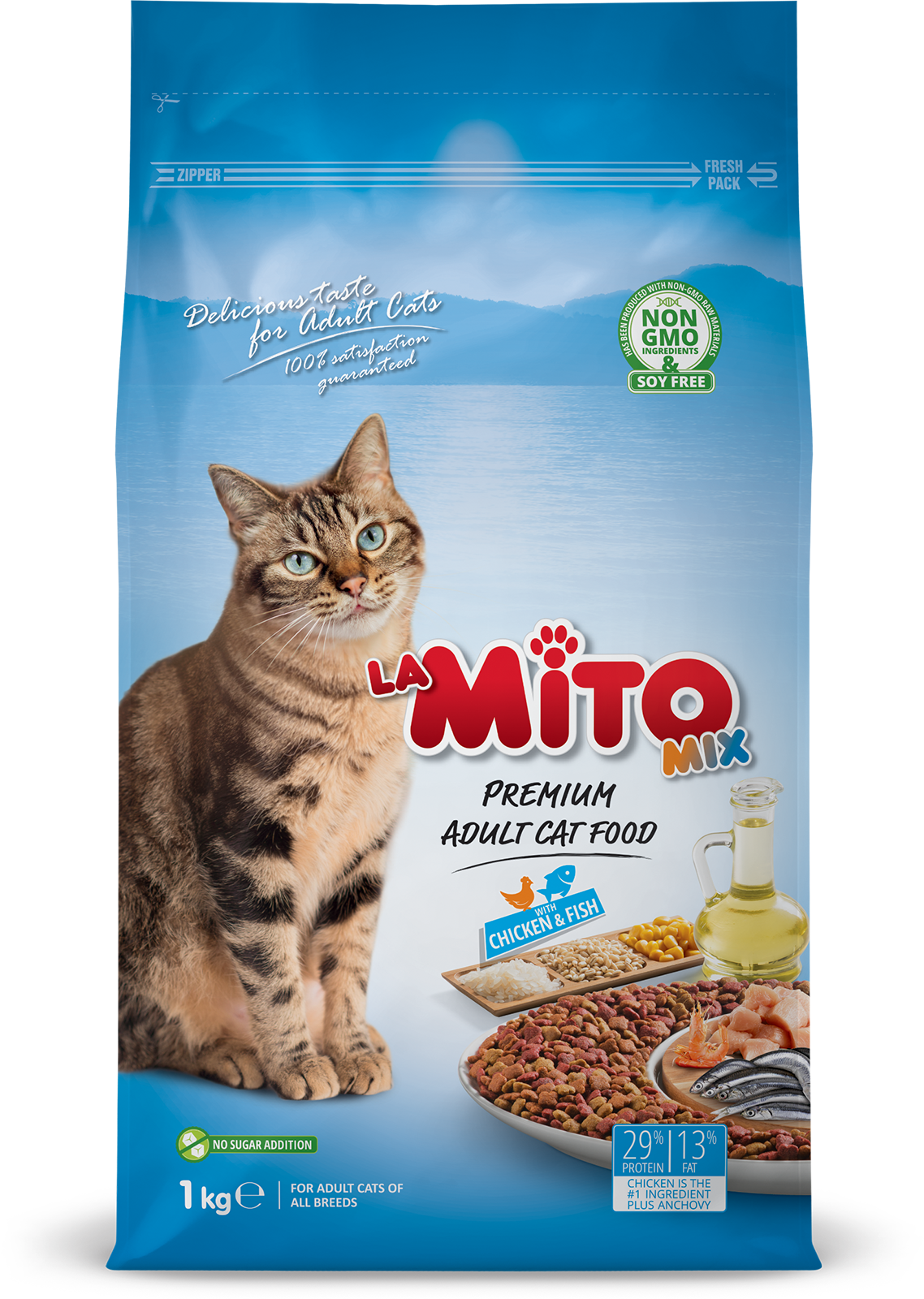 La Mito Mix Adult Cat are formulated for all adult cats to provide good body condition and to meet their all nutritional requirements. Besides, the rate of Taurine which is an essential nutrient, has been increased to ensure healthy nervous system development.